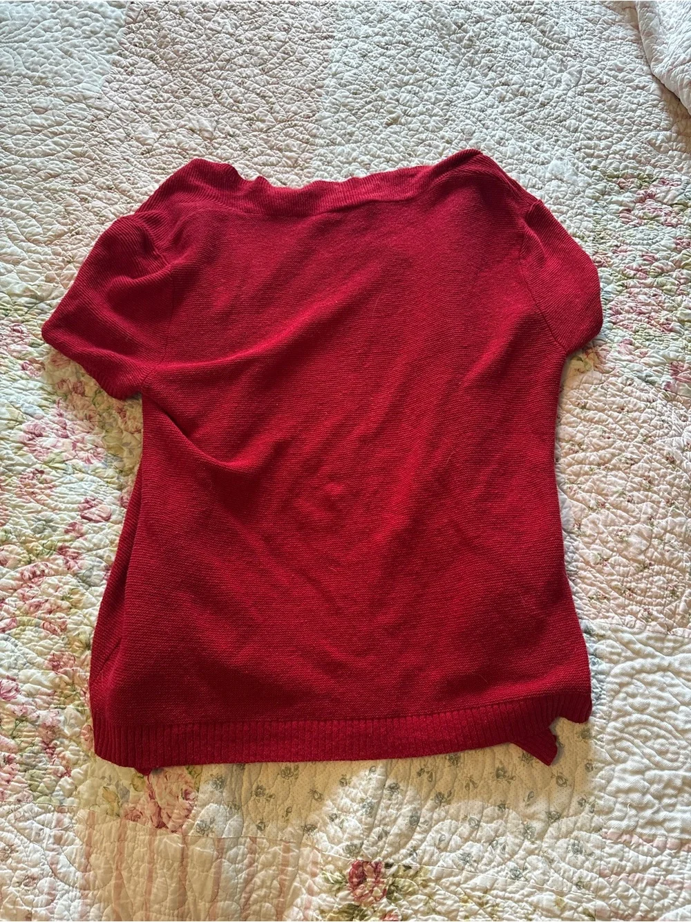 Talbots Open-Front Short Sleeve Cardigan - Red